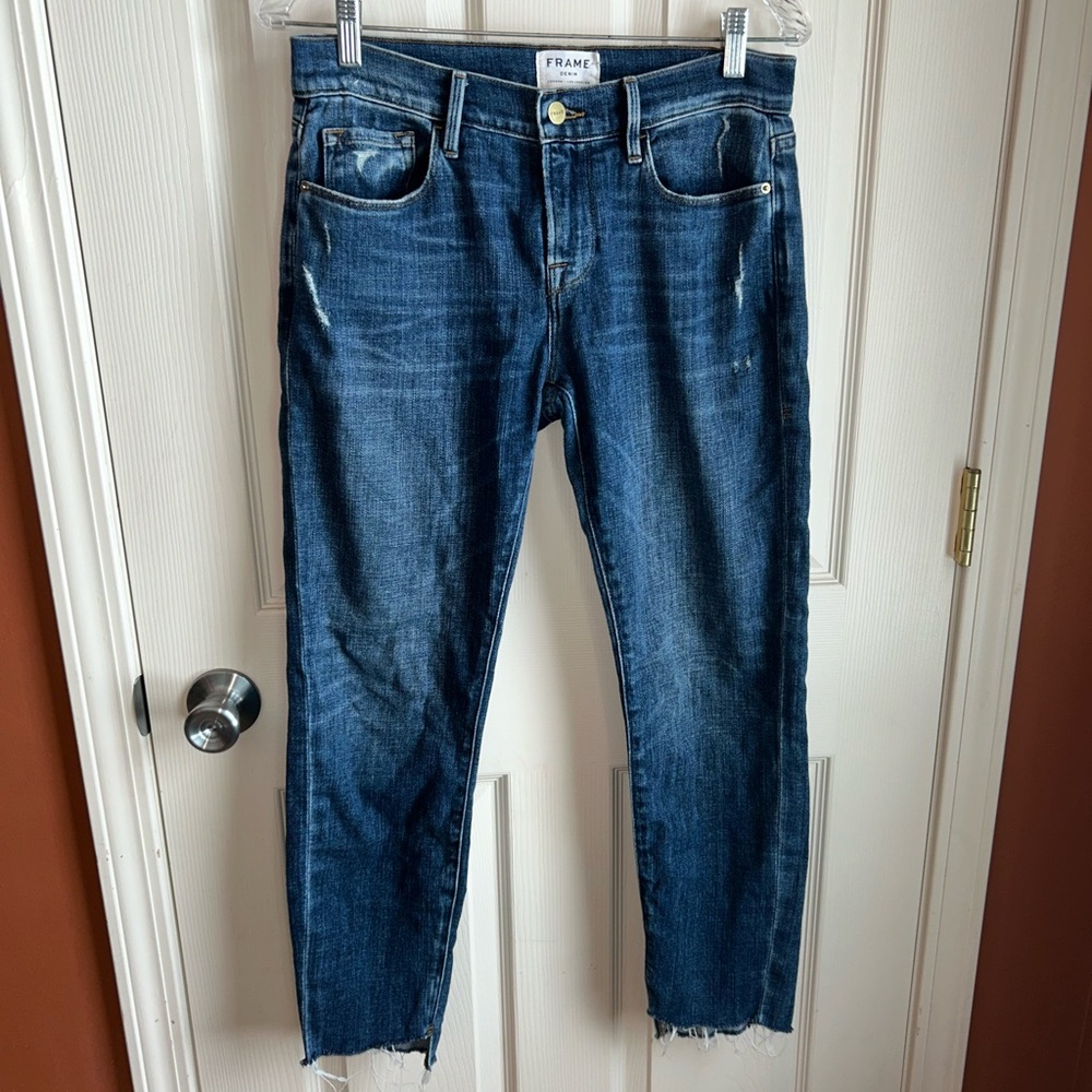 Frame Denim Le Garçon Scorpion Light Distress Blue Jeans sz 26